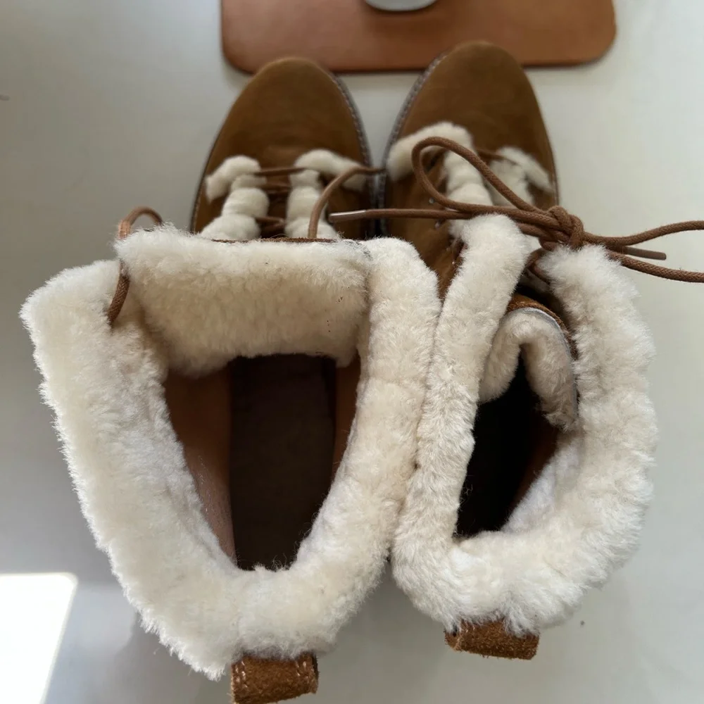 Clair Lace-Up Boot in Shearling-Lined Suede - Picture 4 of 6